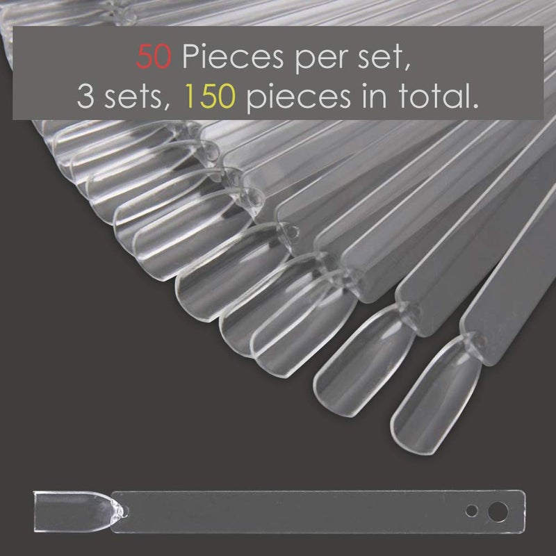 KINGMAS 150 Pcs Nail Swatches Sticks with Ring, Clear Nail Art Color Display False Nail Tips Polish Practice Sticks (1~150 Number Posted) - Image 5